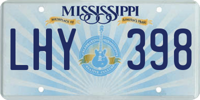 MS license plate LHY398