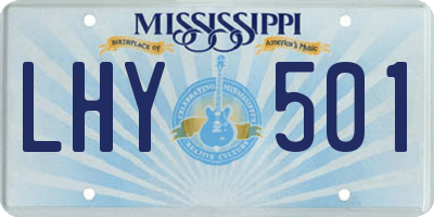 MS license plate LHY501