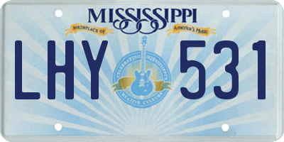 MS license plate LHY531
