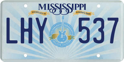 MS license plate LHY537