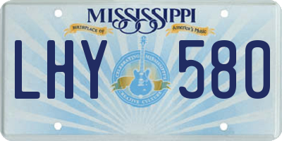 MS license plate LHY580