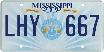 MS license plate LHY667
