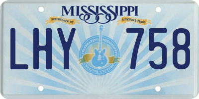 MS license plate LHY758