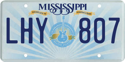 MS license plate LHY807