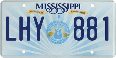 MS license plate LHY881