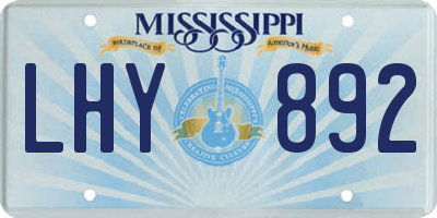 MS license plate LHY892