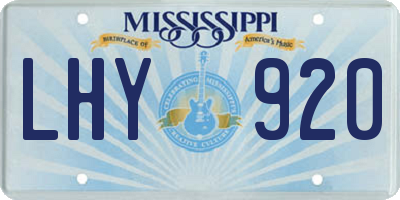 MS license plate LHY920