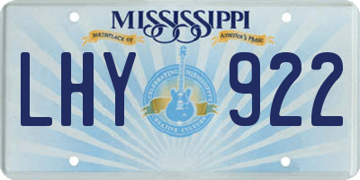 MS license plate LHY922