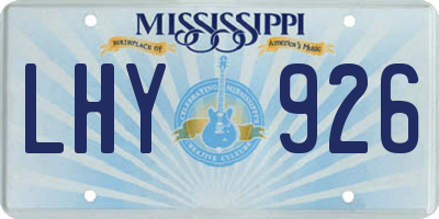 MS license plate LHY926