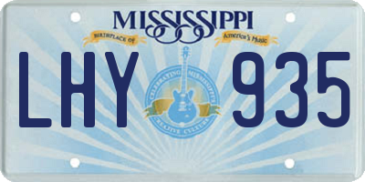 MS license plate LHY935