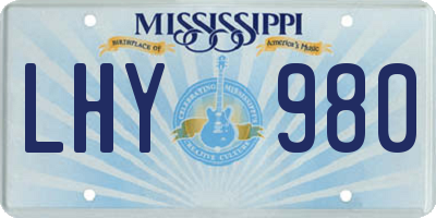 MS license plate LHY980