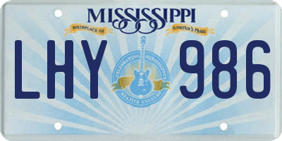 MS license plate LHY986