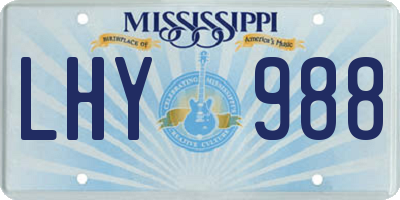 MS license plate LHY988
