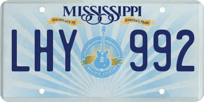 MS license plate LHY992