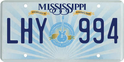 MS license plate LHY994