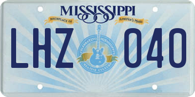 MS license plate LHZ040