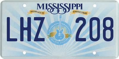MS license plate LHZ208