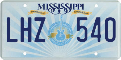 MS license plate LHZ540