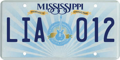 MS license plate LIA012