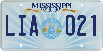 MS license plate LIA021