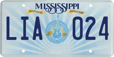 MS license plate LIA024