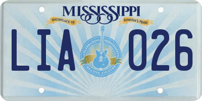 MS license plate LIA026