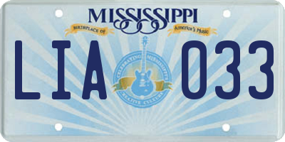 MS license plate LIA033