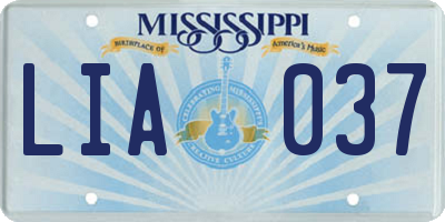 MS license plate LIA037
