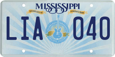 MS license plate LIA040