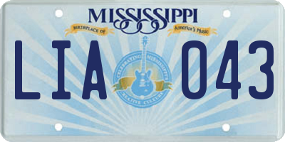 MS license plate LIA043