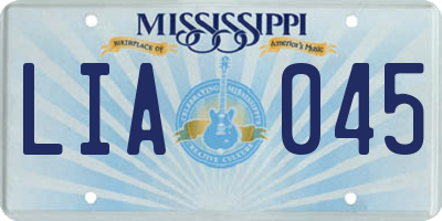 MS license plate LIA045