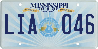 MS license plate LIA046
