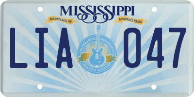 MS license plate LIA047