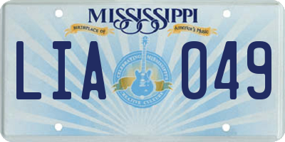 MS license plate LIA049