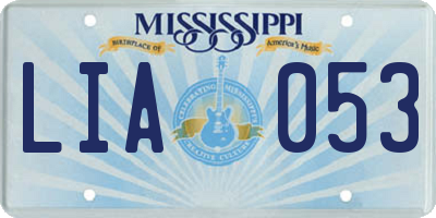 MS license plate LIA053