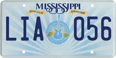 MS license plate LIA056