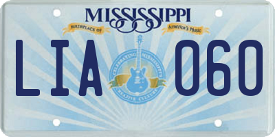 MS license plate LIA060