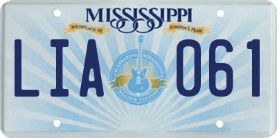 MS license plate LIA061