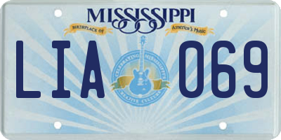 MS license plate LIA069