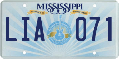 MS license plate LIA071