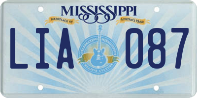 MS license plate LIA087