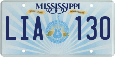 MS license plate LIA130