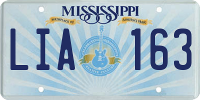 MS license plate LIA163