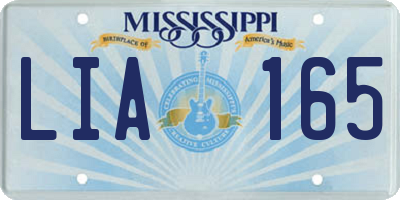 MS license plate LIA165