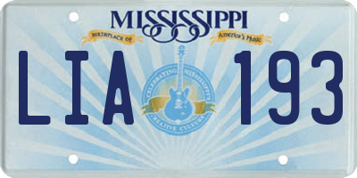 MS license plate LIA193