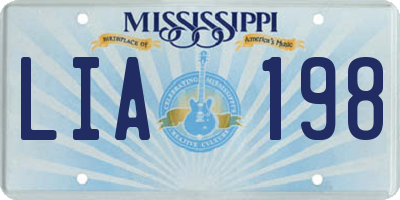MS license plate LIA198