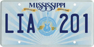 MS license plate LIA201
