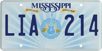 MS license plate LIA214