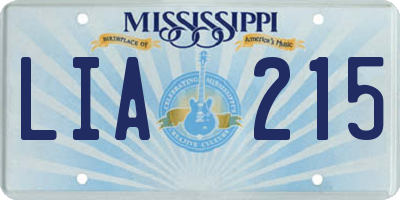 MS license plate LIA215