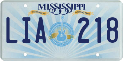 MS license plate LIA218